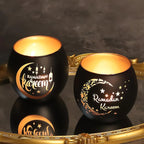 Candle Holder - Glass Moon Star, front view - House Of Avana