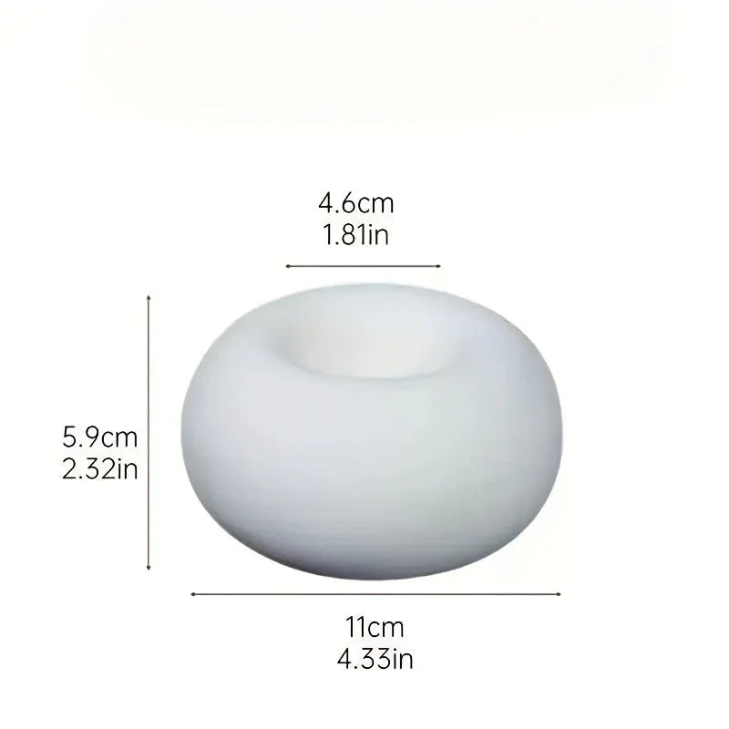 Modern Minimalist Ceramic Candle Holder - Hand-Painted White Round Tabletop Decor with Golden Accents, Large Ornate Design for Home, Kitchen, Dining Room - Elegant Holiday & Everyday Decoration, Candle Holder Decor, Kitchen A House Of Avana [[SKU:HOA-CAN-029]]