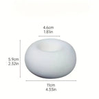 Modern Minimalist Ceramic Candle Holder - Hand-Painted White Round Tabletop Decor with Golden Accents, Large Ornate Design for Home, Kitchen, Dining Room - Elegant Holiday & Everyday Decoration, Candle Holder Decor, Kitchen A House Of Avana [[SKU:HOA-CAN-029]]