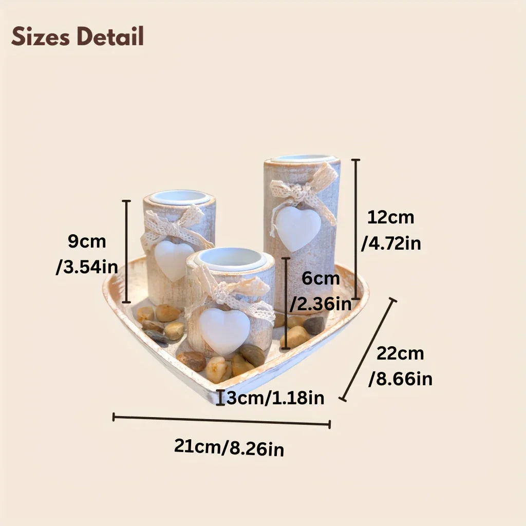 White Wood Candle Holder Set, Tea Light Candle Holders, Wooden Decorative Bowl with Tealight Candle Holders, Wood Pillar Candle Holders, Ins Style Wedding Anniversary Gift, Party Decor, House Warming Gift, Gift for Her House Of Avana [[SKU:HOA-CAN-027]]