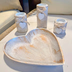 White Wood Candle Holder Set, Tea Light Candle Holders, Wooden Decorative Bowl with Tealight Candle Holders, Wood Pillar Candle Holders, Ins Style Wedding Anniversary Gift, Party Decor, House Warming Gift, Gift for Her House Of Avana [[SKU:HOA-CAN-027]]