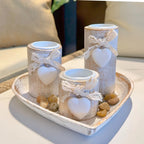 White Wood Candle Holder Set, Tea Light Candle Holders, Wooden Decorative Bowl with Tealight Candle Holders, Wood Pillar Candle Holders, Ins Style Wedding Anniversary Gift, Party Decor, House Warming Gift, Gift for Her House Of Avana [[SKU:HOA-CAN-027]]