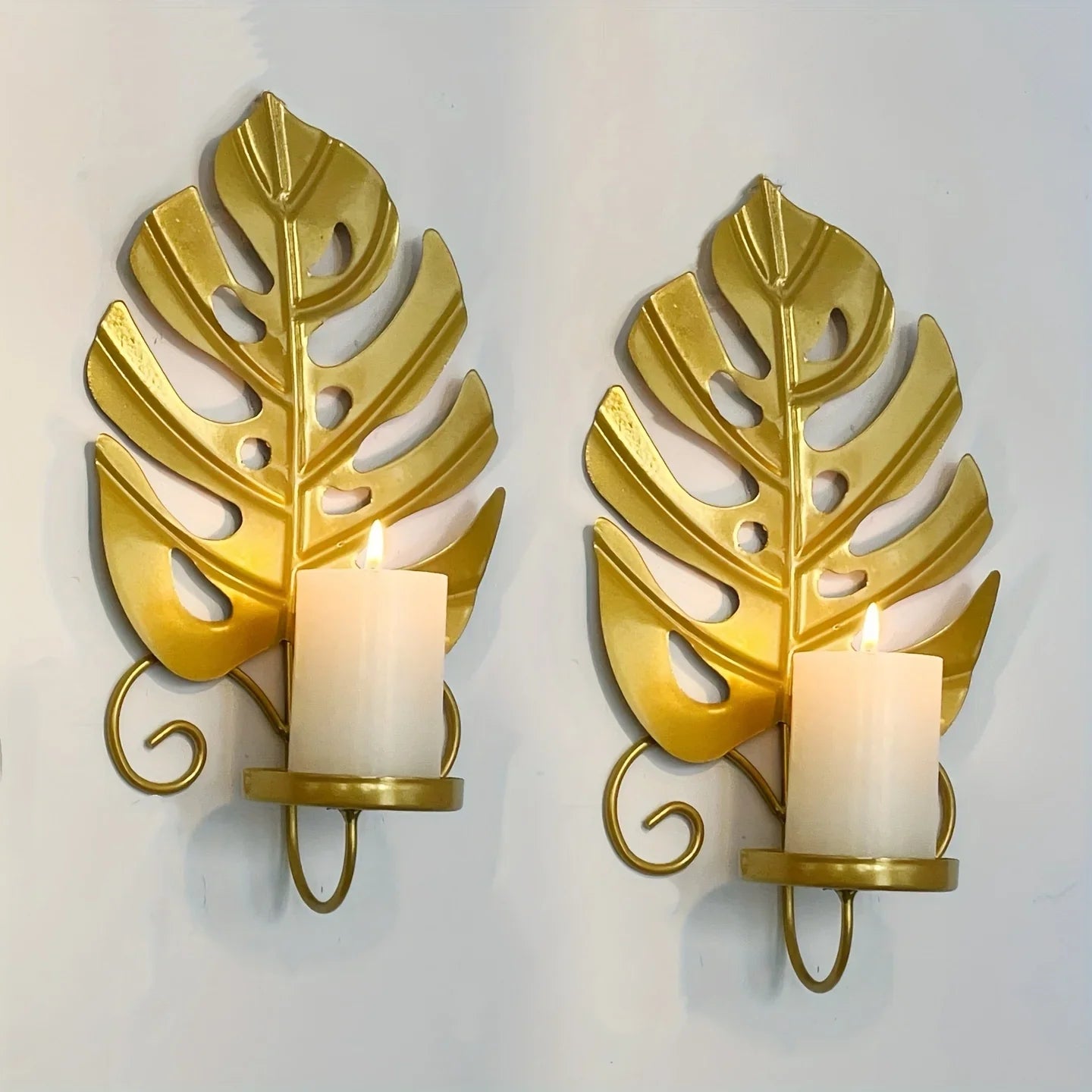 Candle Holders - Elegant Metal Set, angled view - House Of Avana
