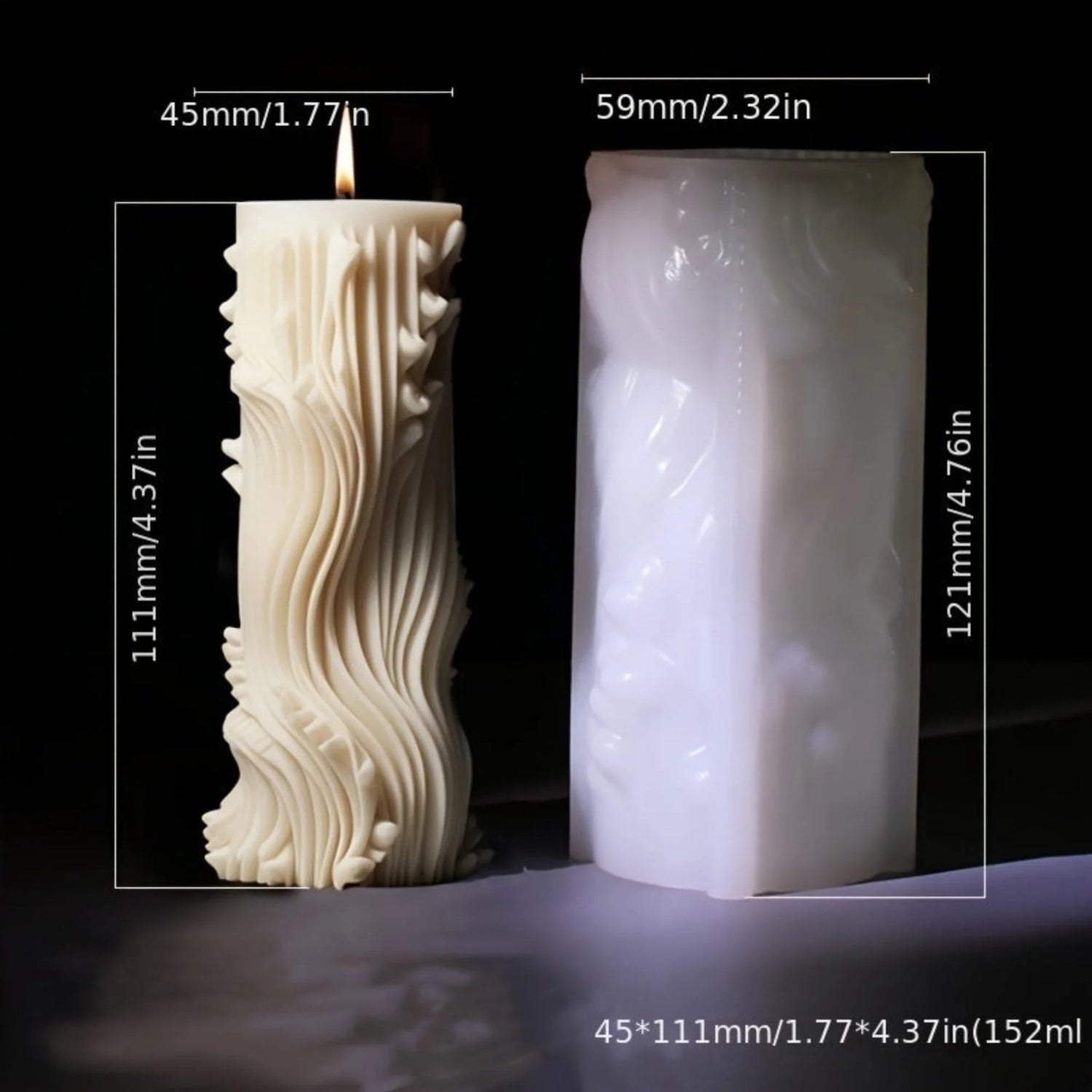 Candle Mold - Romantic Wax Irregular, angled view - House Of Avana
