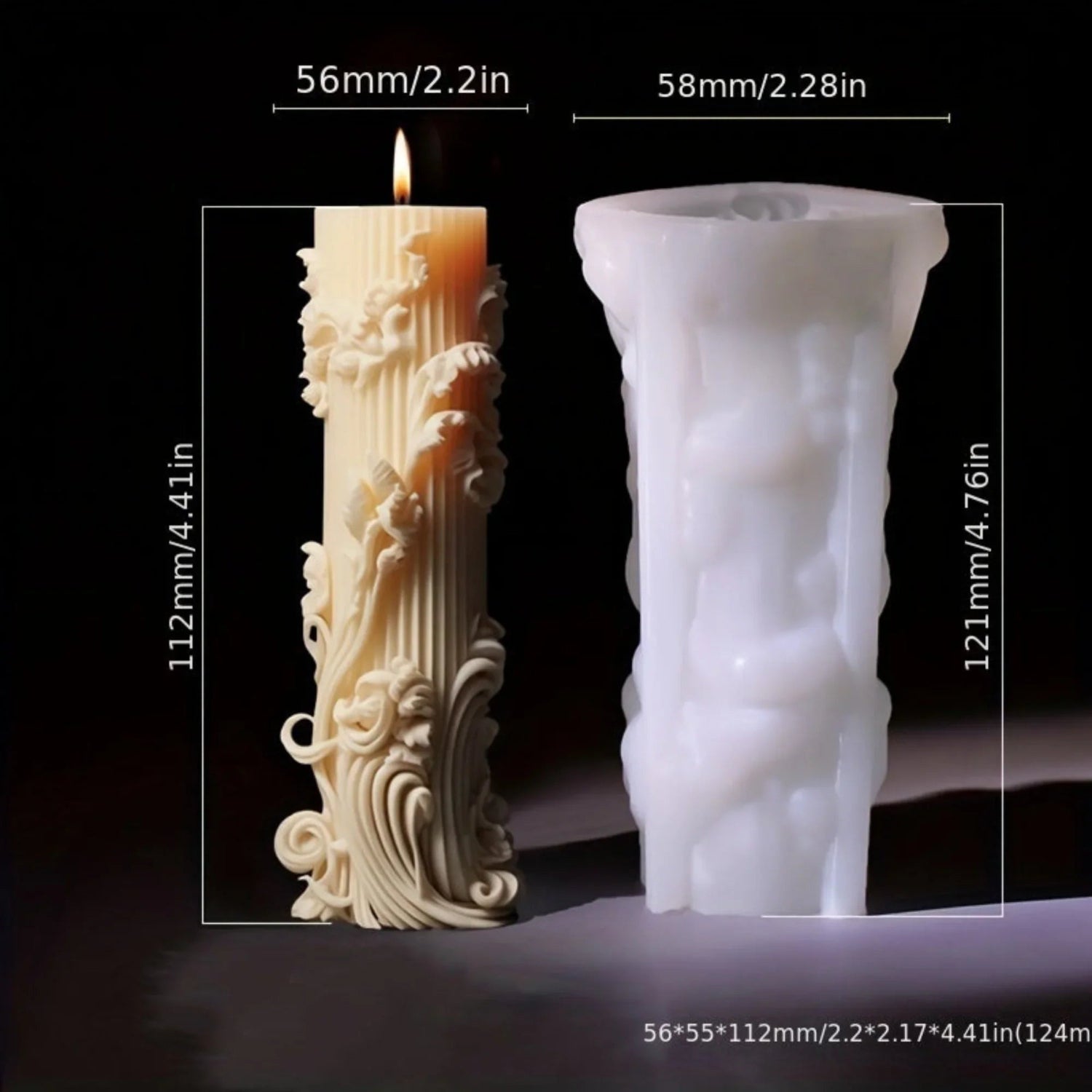 Candle Mold - Romantic Wax Irregular, angled view - House Of Avana