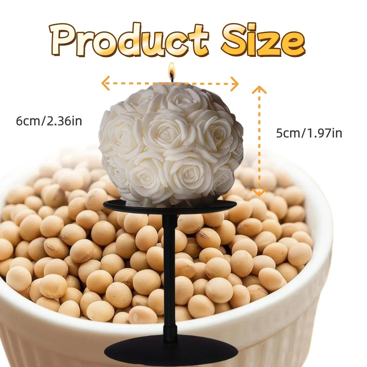 Candle - Scented White Soy Wax 8oz, angled view - House Of Avana [[SKU:HOA-CAN-022]]