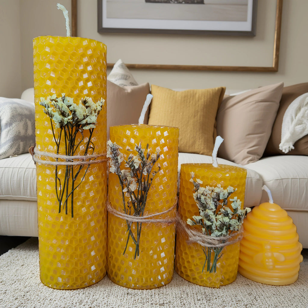 S Beeswax Candle Gift Set with Decorative Honeycomb Design - Perfect for Home Decor, Parties & Events,... - House Of Avana [[SKU:HOA-CAN-408]]