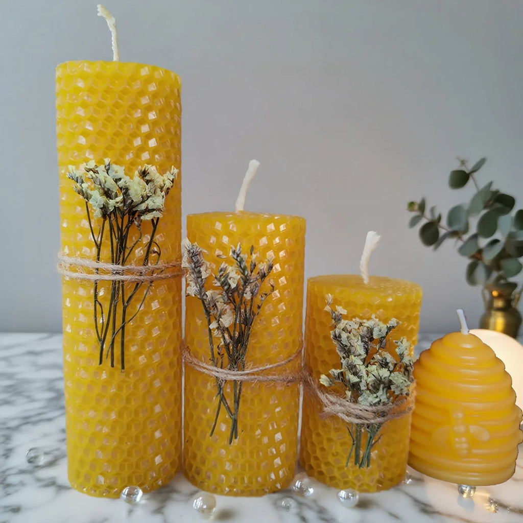 S Beeswax Candle Gift Set with Decorative Honeycomb Design - Perfect for Home Decor, Parties & Events,... - House Of Avana [[SKU:HOA-CAN-408]]