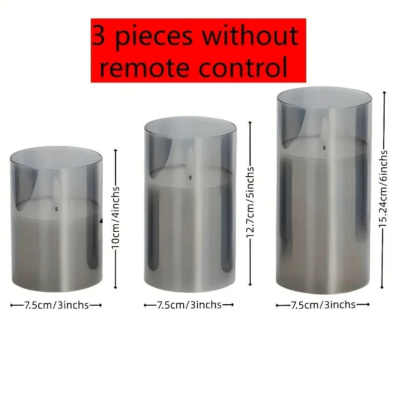 3-pack Flameless Candle Light Set, Premium Gray Electronic Candles, Battery Powered (batteries Not... - House Of Avana