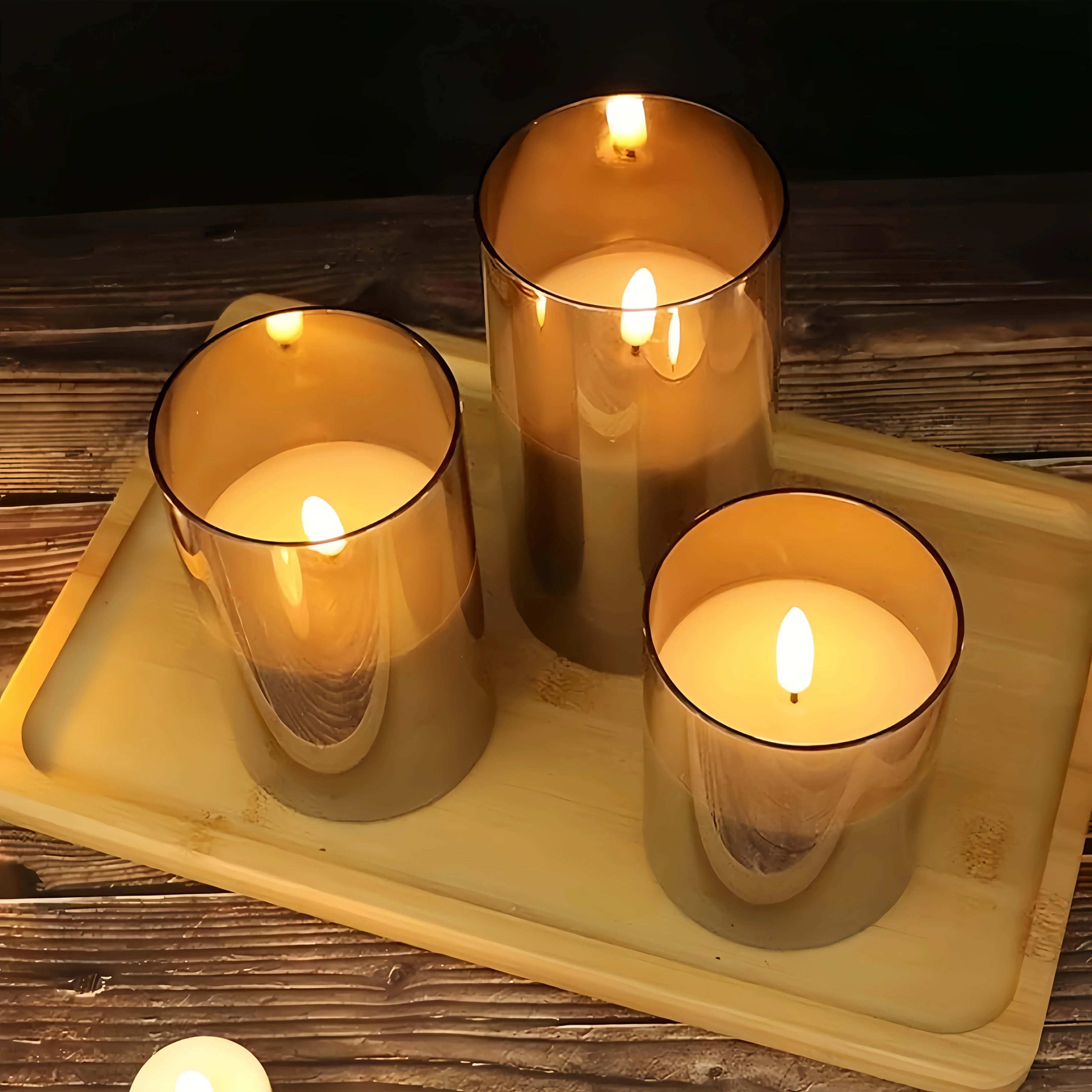 3-pack Flameless Candle Light Set, Premium Gray Electronic Candles, Battery Powered (batteries Not... - House Of Avana