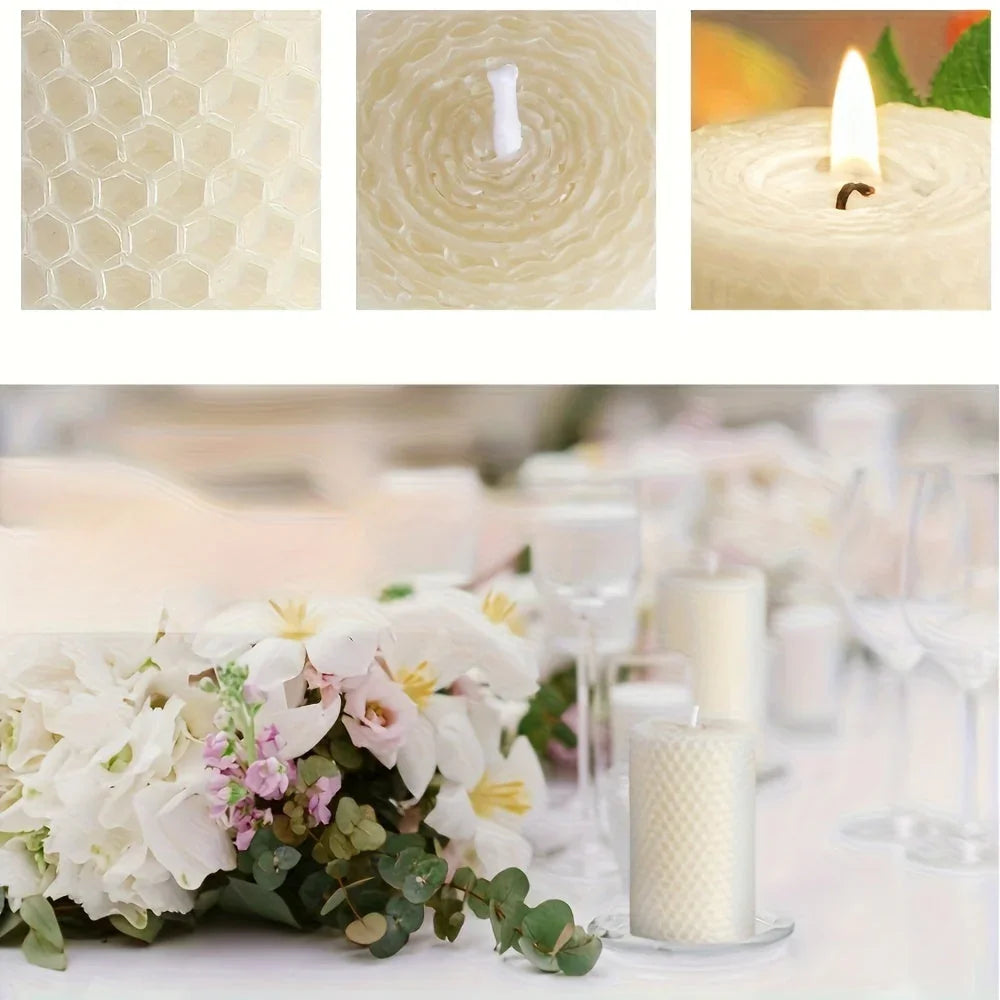 Pillar Candles - Beeswax Lavender 3-pack, top view - House Of Avana