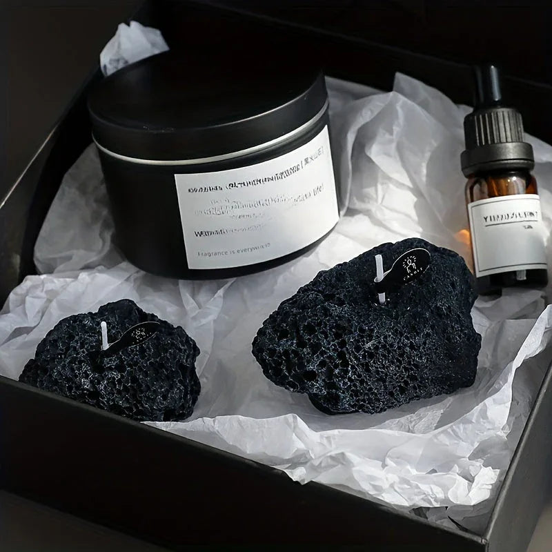S Combination Pack of Meteorite Stone Candles, Creative Home Decorations, Creative Small Gifts for... - House Of Avana