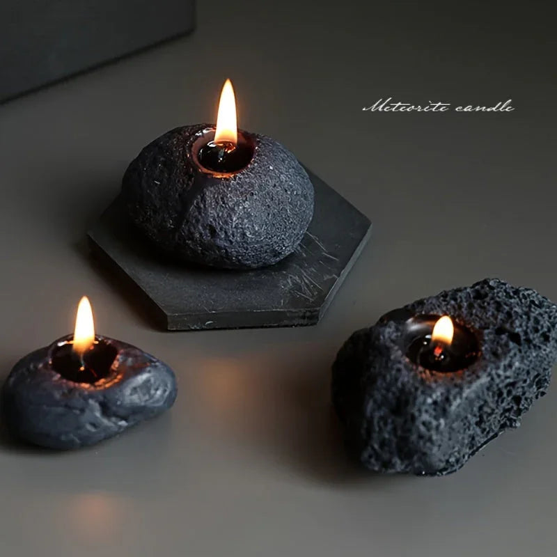 S Combination Pack of Meteorite Stone Candles, Creative Home Decorations, Creative Small Gifts for... - House Of Avana