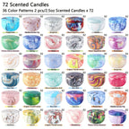 72-pack Smokeless Marble Scented Soy Wax Candles, angled view - House Of Avana