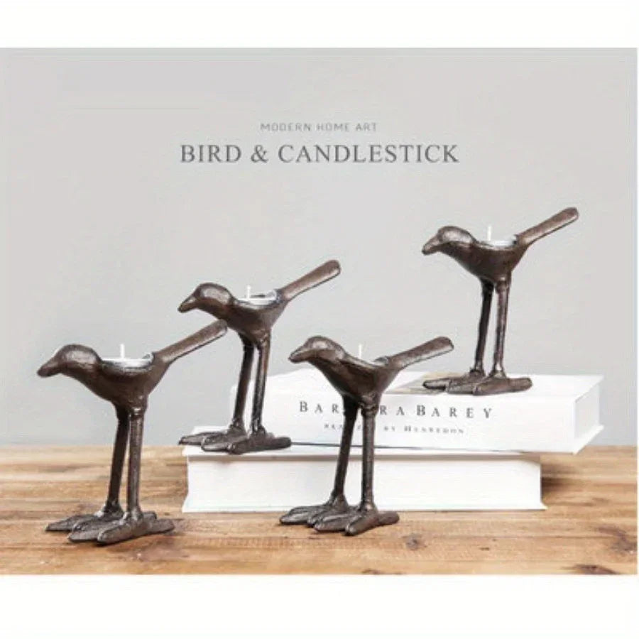 S Cast Iron Country Creative Dinner Candlestick Retro Decoration Oil Lamp Outdoor Old Props Bird Home... - House Of Avana