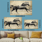 Wooden Framed Galloping Horse Canvas Art Home Decor, back view - House Of Avana