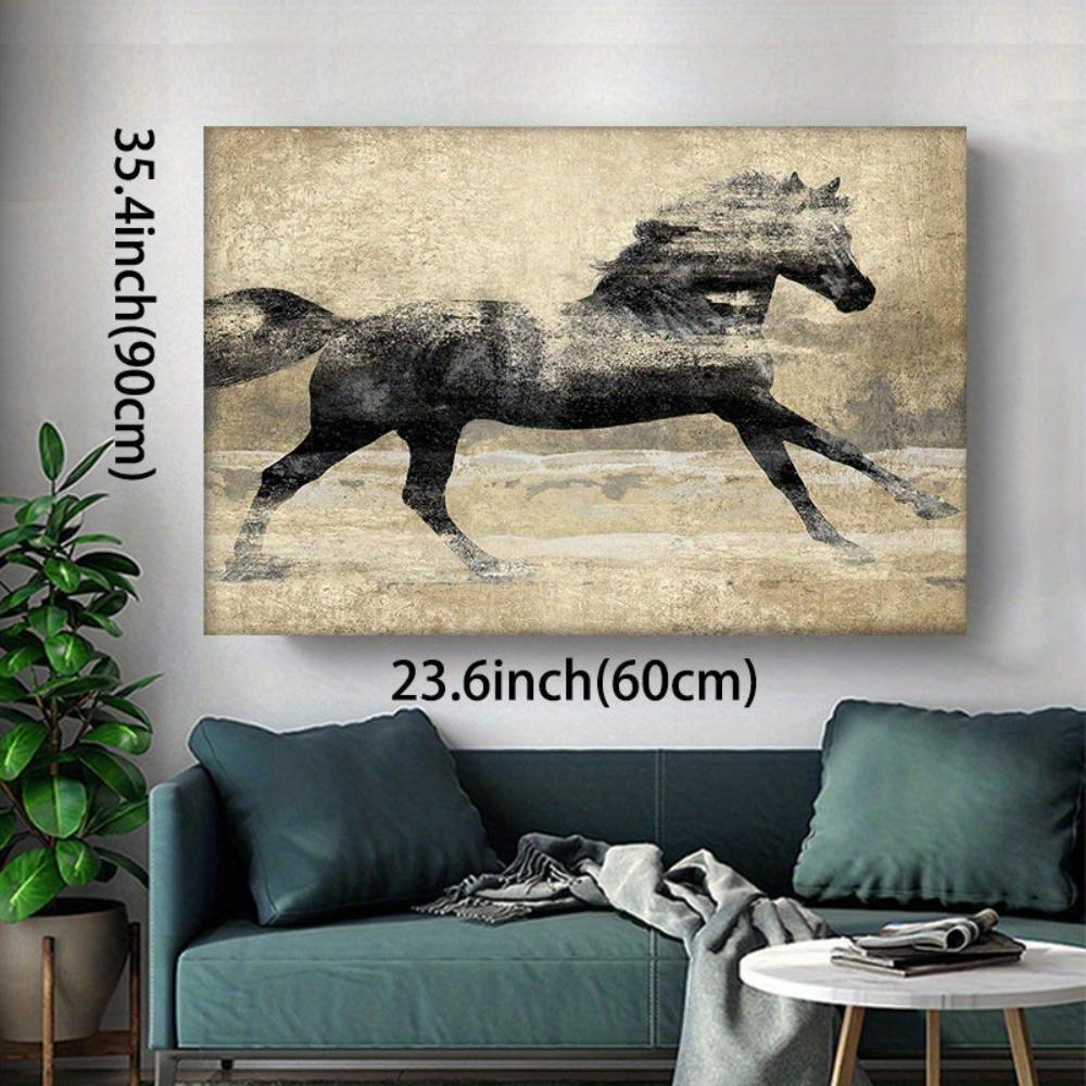 Wooden Framed Galloping Horse Canvas Art Home Decor, detail shot - House Of Avana