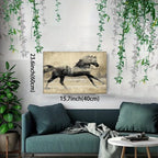 Wooden Framed Galloping Horse Canvas Art Home Decor, lifestyle image - House Of Avana