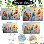 1pc Wooden Framed Canvas Painting Artistic printing, corridor home living room decoration suspensibility Colorful birds perched on branches (1) - House Of Avana