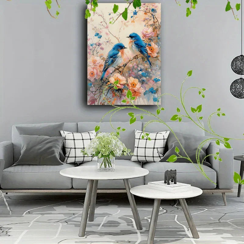 Delightful Wooden Framed Pastel Floral Canvas Painting - Vibrant Nature-inspired Artwork for Office... - House Of Avana