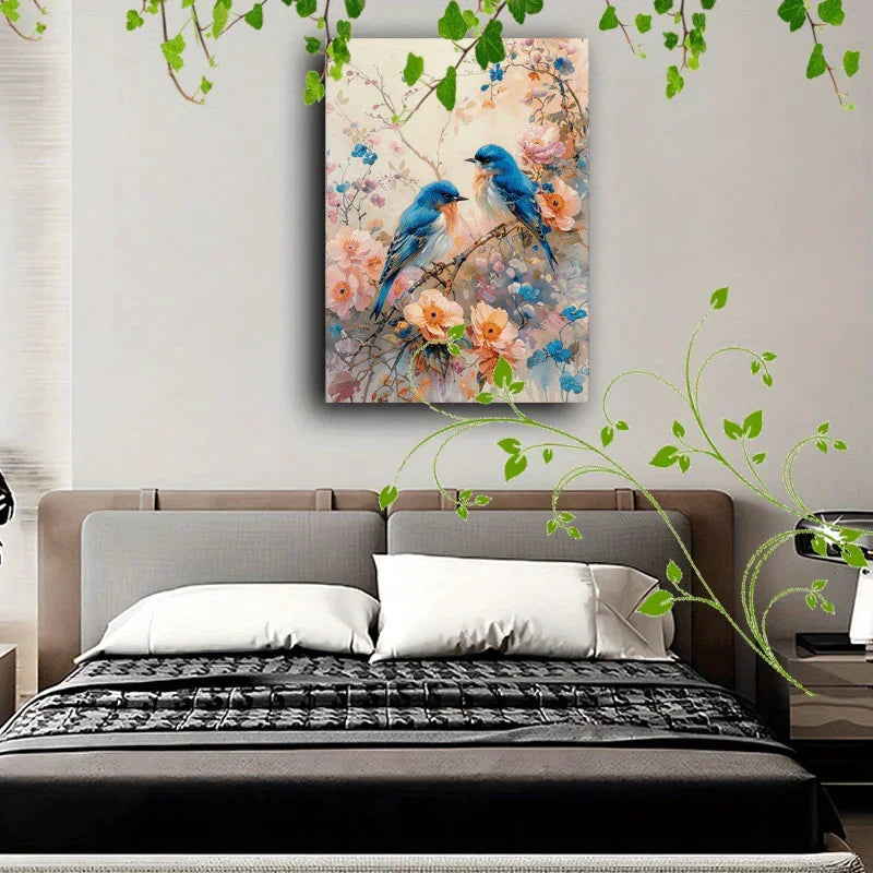 Delightful Wooden Framed Pastel Floral Canvas Painting - Vibrant Nature-inspired Artwork for Office... - House Of Avana