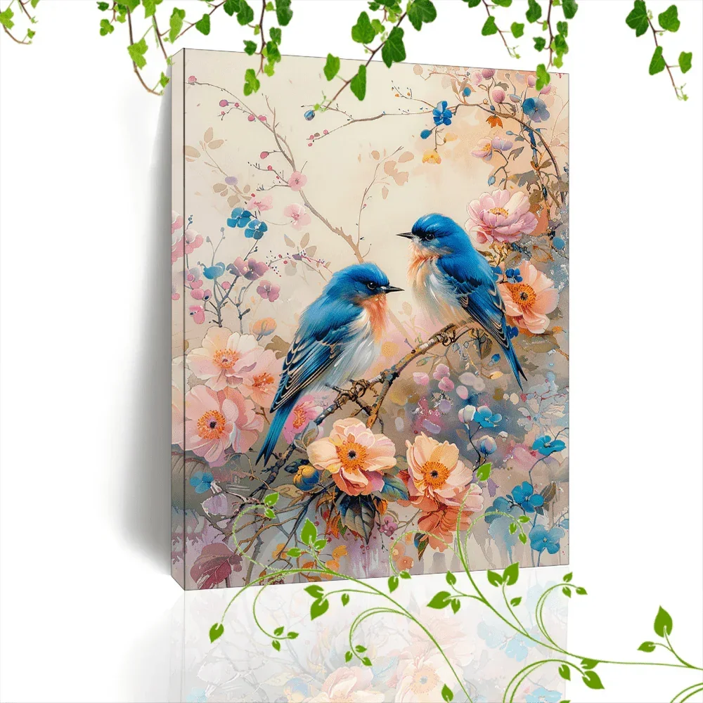 Delightful Wooden Framed Pastel Floral Canvas Painting - Vibrant Nature-inspired Artwork for Office... - House Of Avana