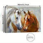 1pc Wooden Framed Canvas Painting, White And Brown Horse Canvas Painting, For Living Room&Bedroom, Home Decoration, Festival Gift, 11.8inch*15.7inch - House Of Avana