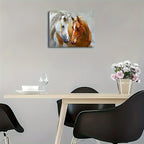 1pc Wooden Framed Canvas Painting, White And Brown Horse Canvas Painting, For Living Room&Bedroom, Home Decoration, Festival Gift, 11.8inch*15.7inch - House Of Avana