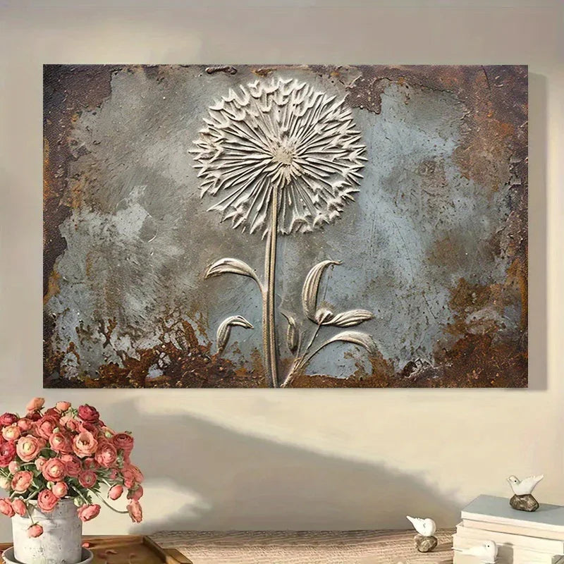 Retro Framed Printed Canvas Posters, White Dandelion Art Prints, Home Decor, Ideal Decorative Wall Art... - House Of Avana