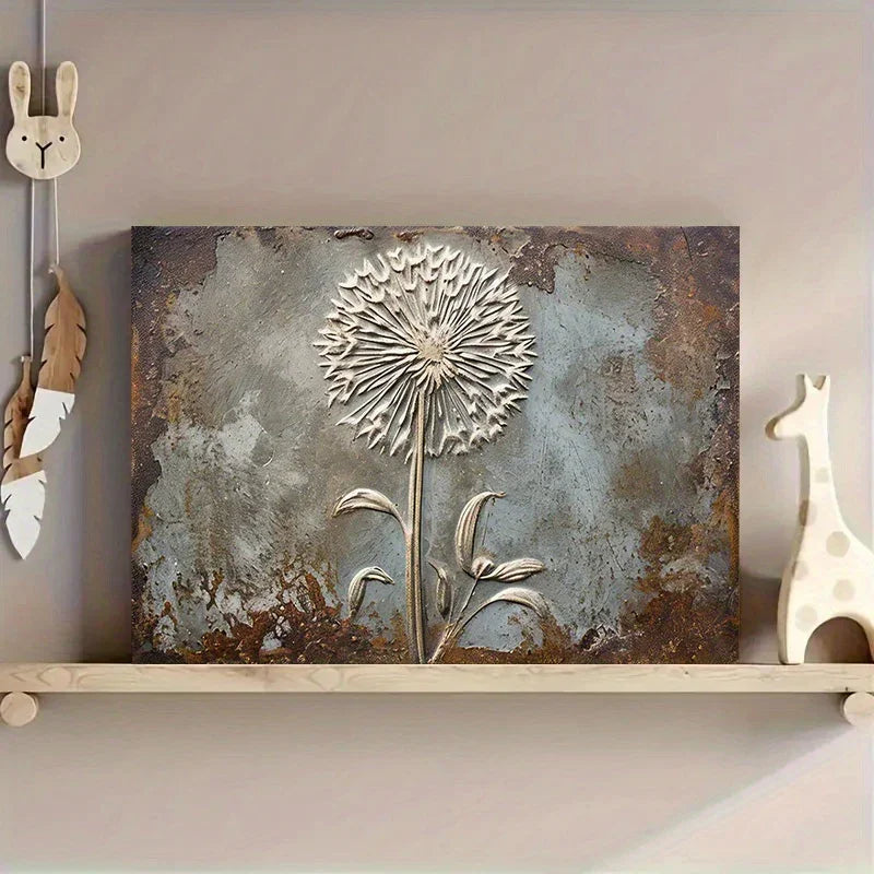 Retro Framed Printed Canvas Posters, White Dandelion Art Prints, Home Decor, Ideal Decorative Wall Art... - House Of Avana