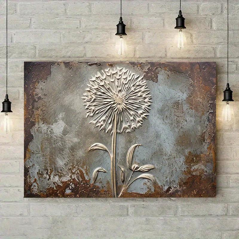 Retro Framed Printed Canvas Posters, White Dandelion Art Prints, Home Decor, Ideal Decorative Wall Art... - House Of Avana