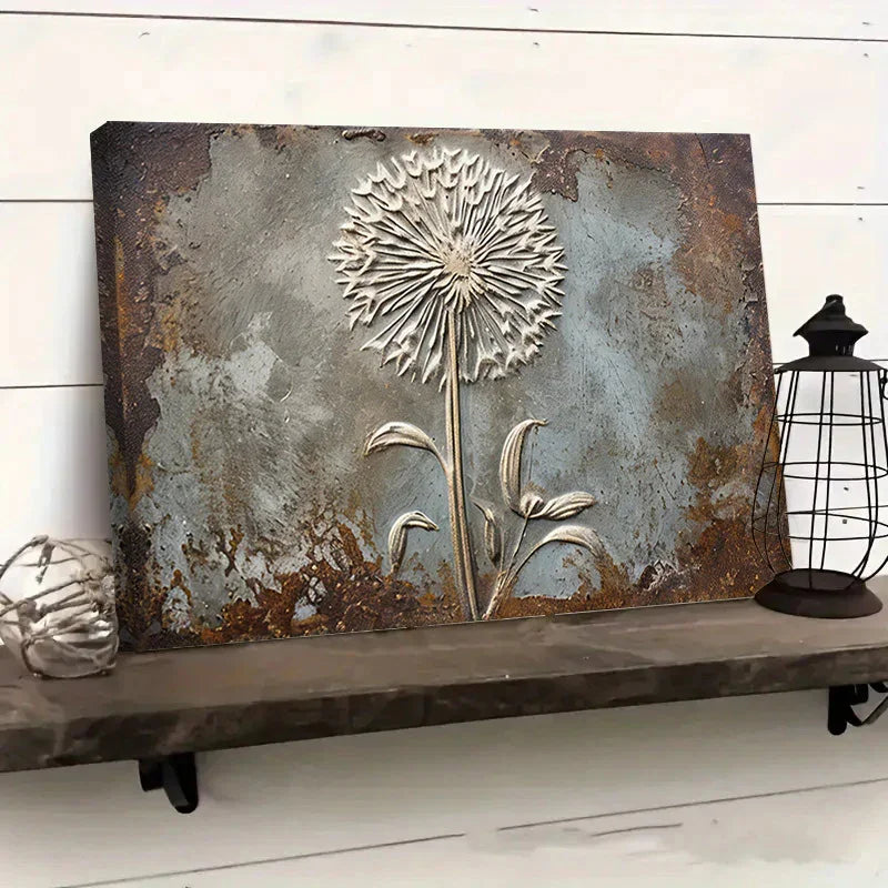 Retro Framed Printed Canvas Posters, White Dandelion Art Prints, Home Decor, Ideal Decorative Wall Art... - House Of Avana