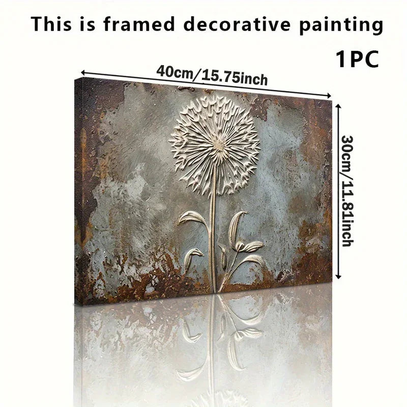 Retro Framed Printed Canvas Posters, White Dandelion Art Prints, Home Decor, Ideal Decorative Wall Art... - House Of Avana