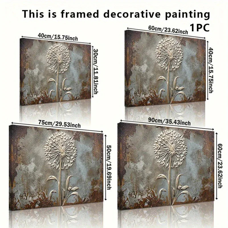 Retro Framed Printed Canvas Posters, White Dandelion Art Prints, Home Decor, Ideal Decorative Wall Art... - House Of Avana