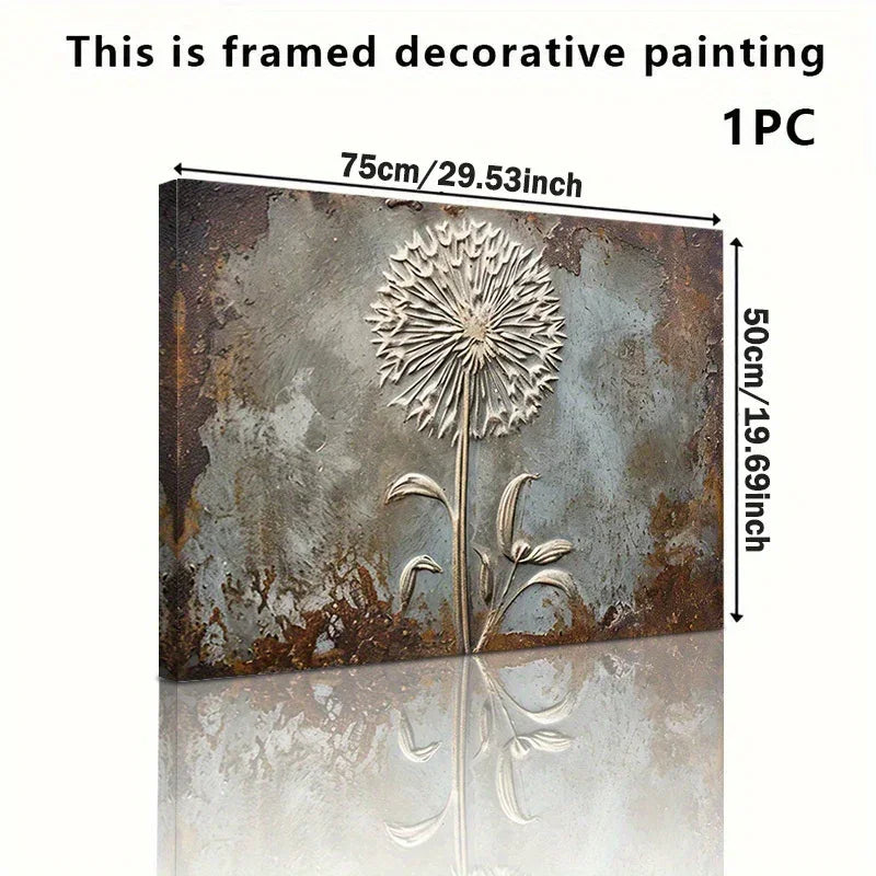 Retro Framed Printed Canvas Posters, White Dandelion Art Prints, Home Decor, Ideal Decorative Wall Art... - House Of Avana