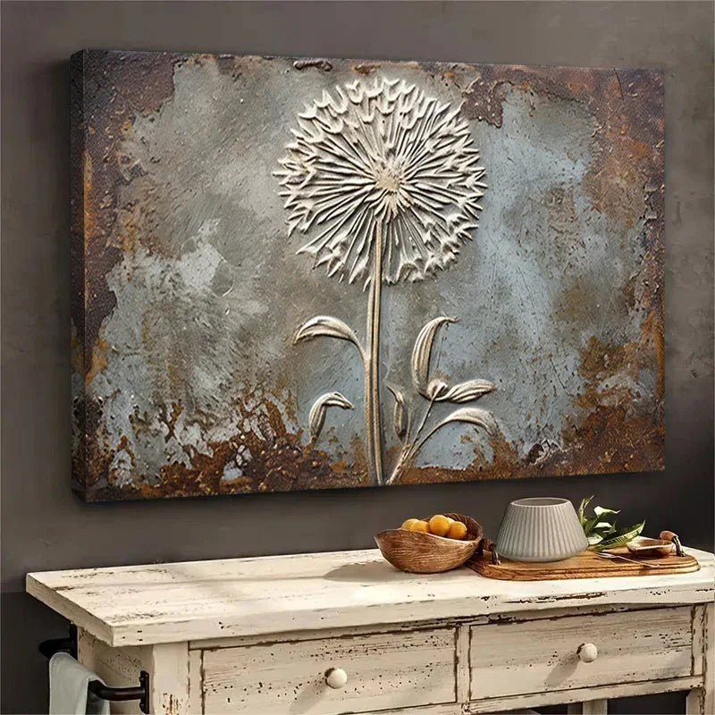 Retro Framed Printed Canvas Posters, White Dandelion Art Prints, Home Decor, Ideal Decorative Wall Art... - House Of Avana