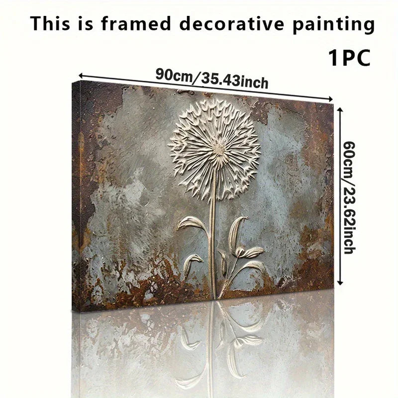 Retro Framed Printed Canvas Posters, White Dandelion Art Prints, Home Decor, Ideal Decorative Wall Art... - House Of Avana