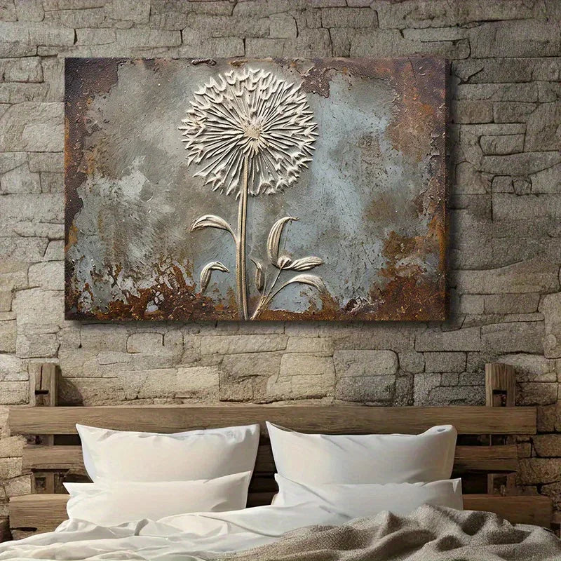 Retro Framed Printed Canvas Posters, White Dandelion Art Prints, Home Decor, Ideal Decorative Wall Art... - House Of Avana