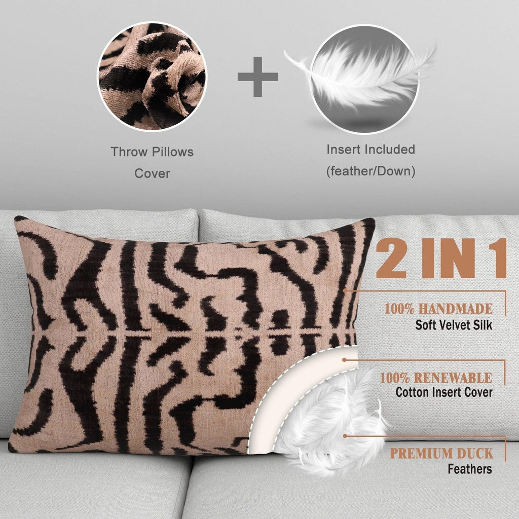 Canvello Black And Beige Tiger Print Throw Pillows | 16 x 24 in (40 x 60 cm) Canvello