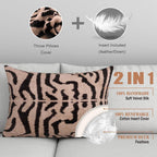 Canvello Black And Beige Tiger Print Throw Pillows | 16 x 24 in (40 x 60 cm) Canvello