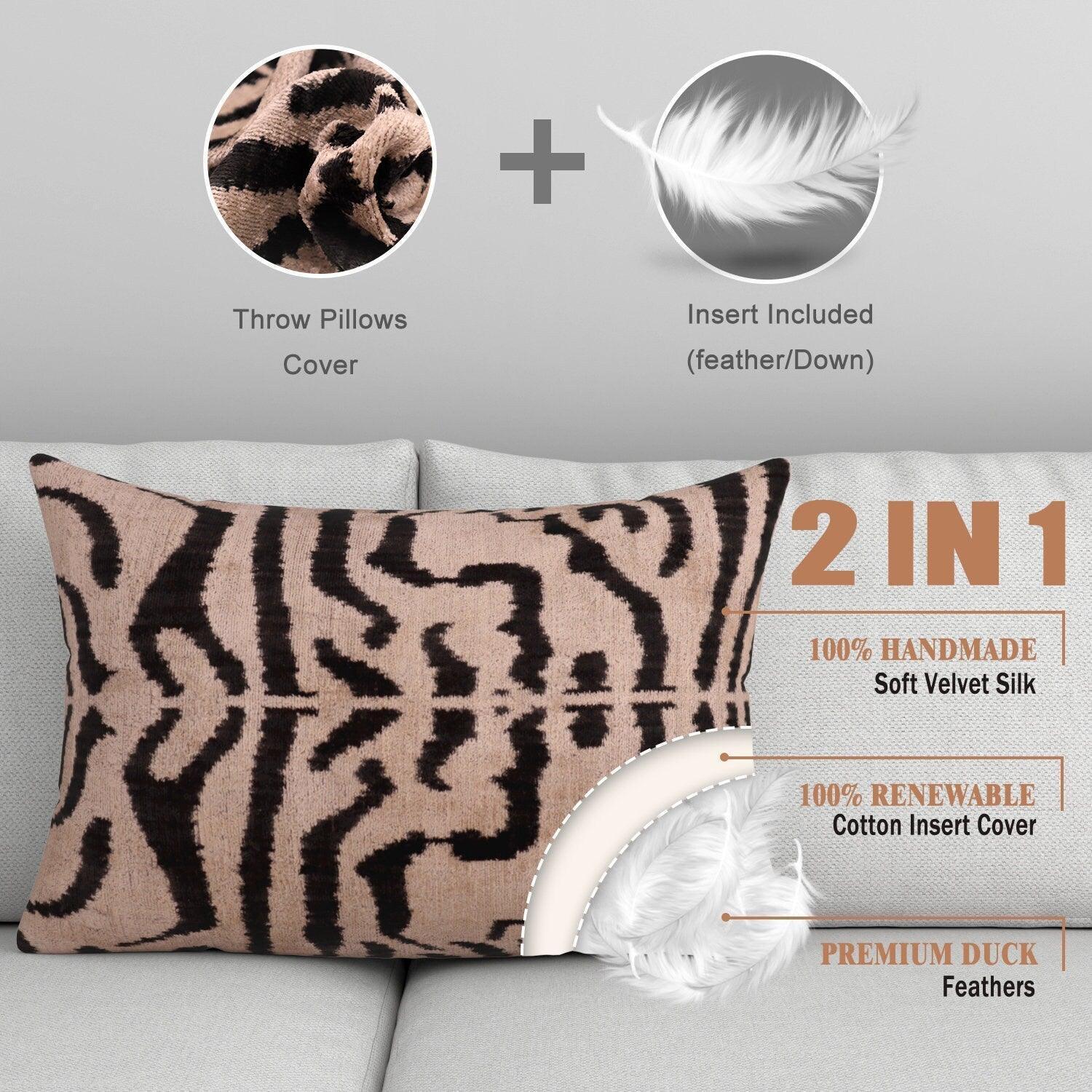 Canvello Black And Beige Tiger Print Throw Pillows | 16 x 24 in (40 x 60 cm) Canvello