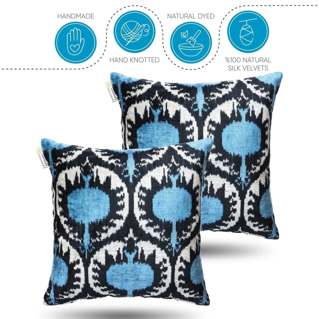 Canvello Black And Blue Throw Pillows | 18x18 | Set of 2 Canvello