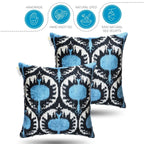 Canvello Black And Blue Throw Pillows | 18x18 | Set of 2 Canvello