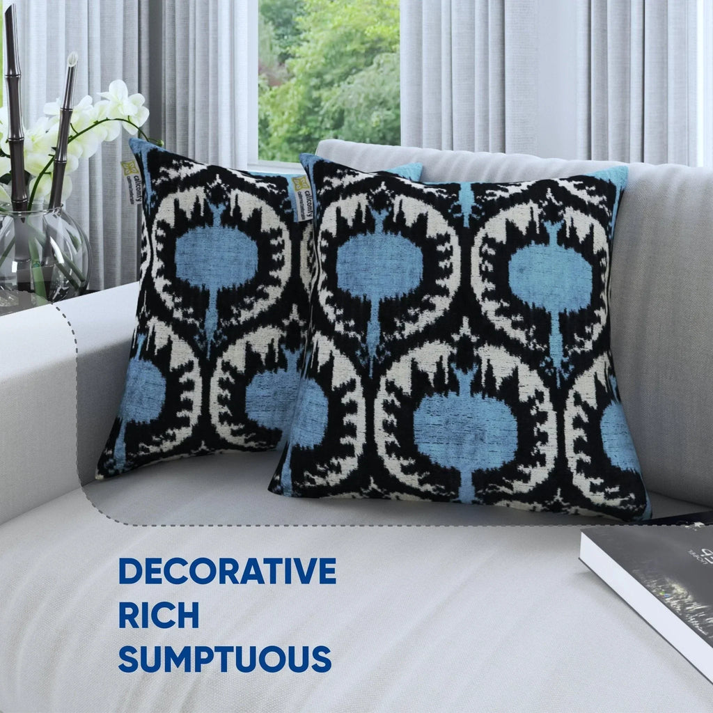 Canvello Black And Blue Throw Pillows | 18x18 | Set of 2 Canvello