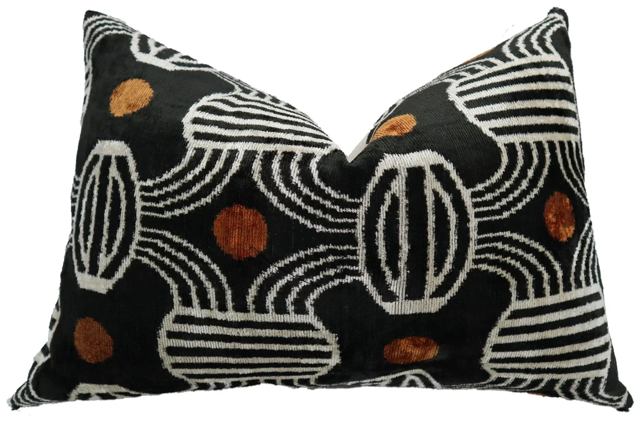 Canvello Black & Copper Silk Velvet Pillow 16x24 Handmade Luxury Lumbar Cushion Canvello