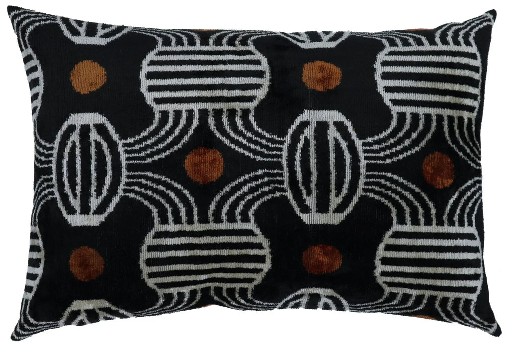 Canvello Black & Copper Silk Velvet Pillow 16x24 Handmade Luxury Lumbar Cushion Canvello