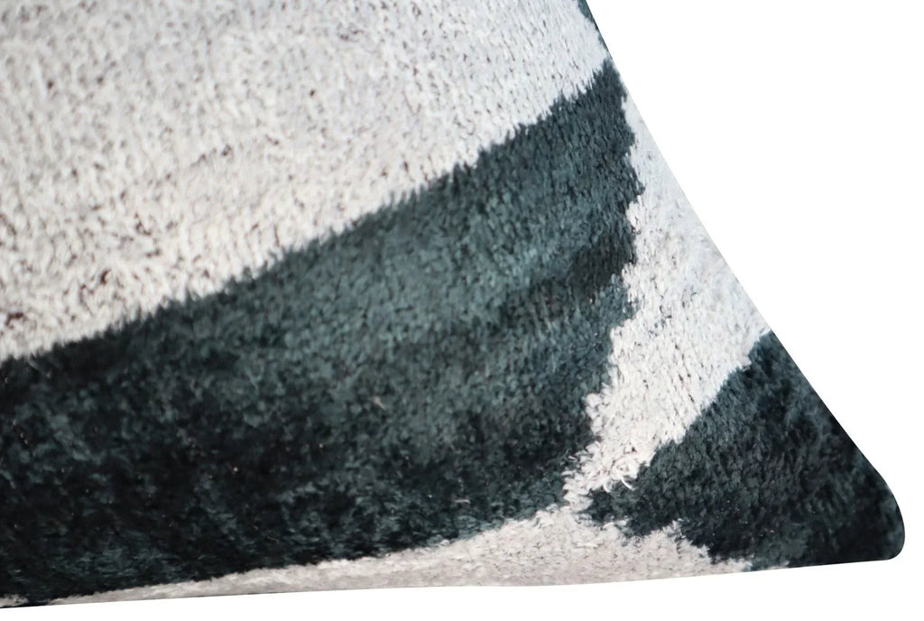 Canvello Black White Handmade 16x24 Silk Velvet Pillow, Organic Veg Dyed, Down/Feather Filled Canvello
