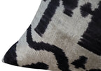 Canvello Black White Handmade 16x24 Silk Velvet Pillow, Organic Veg Dyed, Down/Feather Filled Canvello