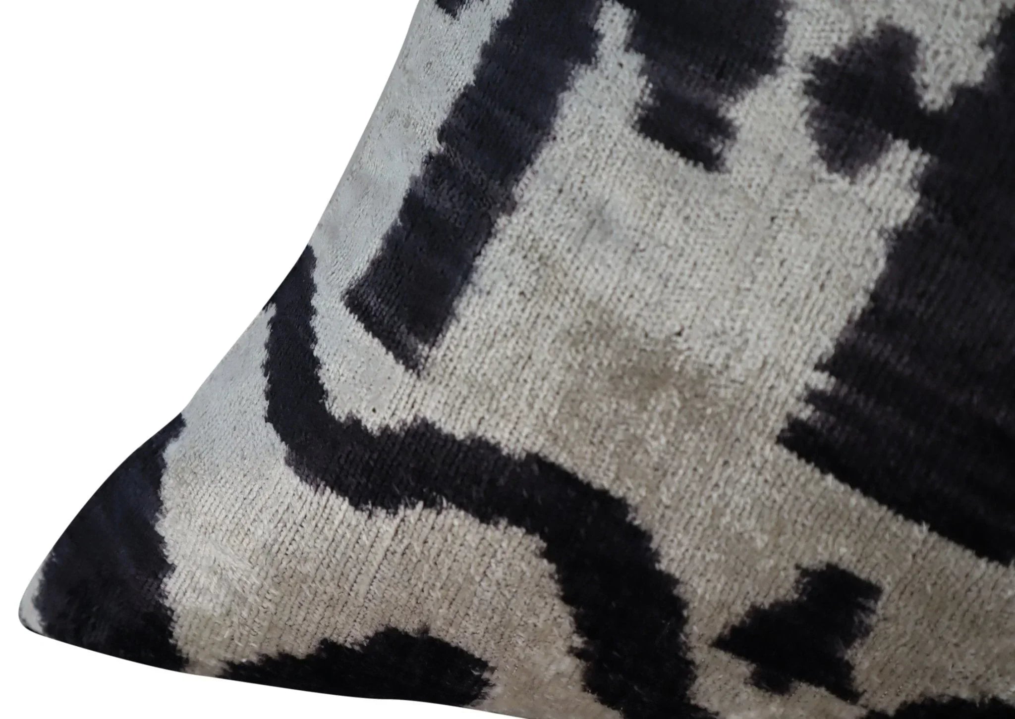 Canvello Black White Handmade 16x24 Silk Velvet Pillow, Organic Veg Dyed, Down/Feather Filled Canvello