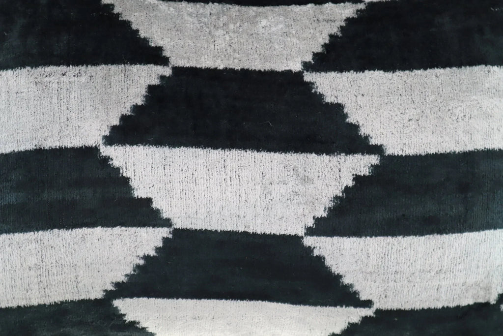 Canvello Black White Handmade 16x24 Silk Velvet Pillow, Organic Veg Dyed, Down/Feather Filled Canvello